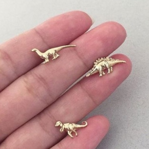 LiveChicStyle Jewelry - Dinosaur Earrings, Silver or Gold Available